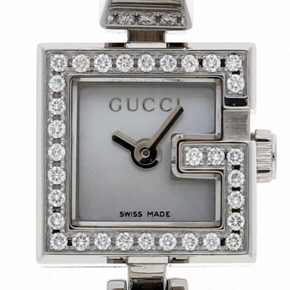 GUCCI 102 G mini White shell SS/leather QZ - Picture 1 of 8